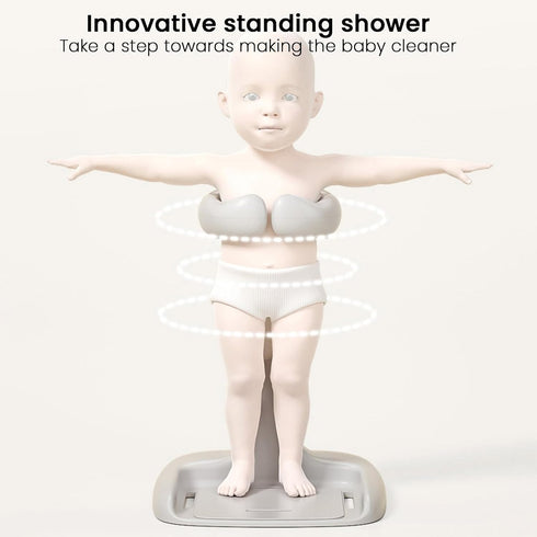 VEAREAR Foldable Baby Bathtub with Shower Rack, Anti-Slip Base Portable Toddler Bath Stand Duck Design, Adjustable Baby