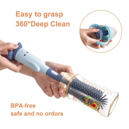 Chemimoso Set, Cup Cleaning Brush, Silicone Baby Bottle Brush with Stand, Large Handle Water Bottle Brush Cleaner