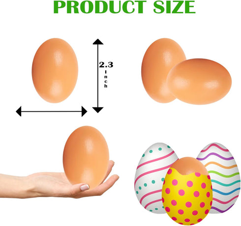 Chochkees 6-Pack, 2.3" Inches Wooden Fake Eggs Life Size Brown Eggs Perfect for Easter Crafts, Dcor and Egg Hunts