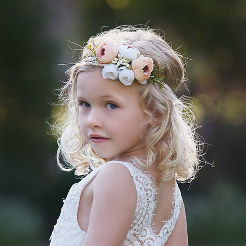 Baby Girl Floral Headbands - 3pcs Handmade Nylon Headband Flower Crown, Newborn Toddler Hair Accessories