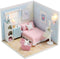 Kisoy Dollhouse Miniature with Furniture Kit, DIY 3D Wooden House Kit with Dust Cover & LED, Handmade Gift