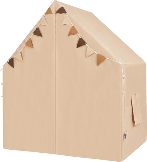 Kids Play Tent with Padded Mat & Star LED Lights, Large Indoor Play Room House Tent for Ages 4-10