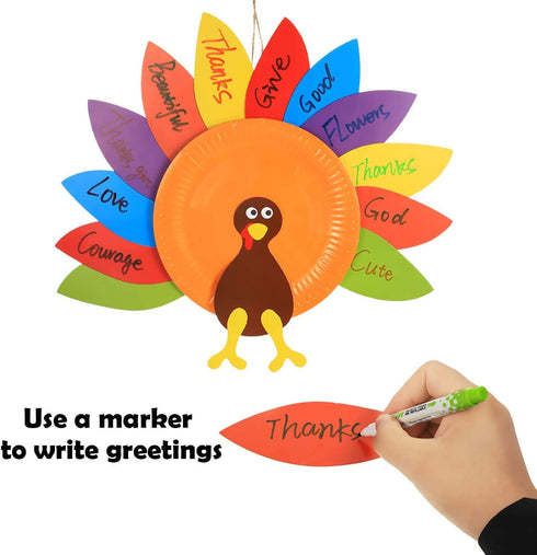 Thanksgiving Craft Kits, DIY Make A Turkey for Fall Party Game and Door Hanging Ornament Decoration Supplies, 3 Pack