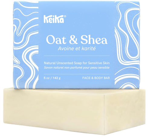 Keika Baby Soap Bar Oat & Shea Unscented for Eczema, Psoriasis, Face,