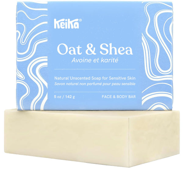 Keika Baby Soap Bar Oat & Shea Unscented for Eczema, Psoriasis, Face,
