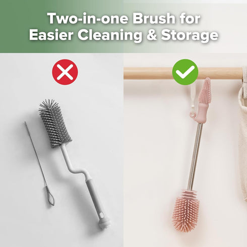 '-1pk haakaa Cleaning Brush Silicone Bottle Brush Double-Ended Soft Silicone Bristles for Breast Pumps, Breast Milk