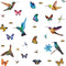 32Pcs Watercolor Butterfly and Hummingbird Stickers, Self Adhesive Wall Decals for Bedroom, Nursery, Kids Playroom