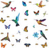 32Pcs Watercolor Butterfly and Hummingbird Stickers, Self Adhesive Wall Decals for Bedroom, Nursery, Kids Playroom