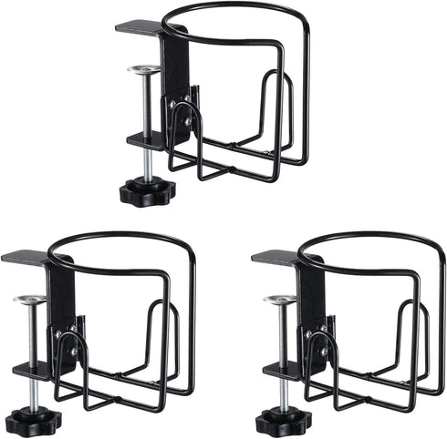 2 Pcs Desk Cup Holders, Anti-Spill Clamp-on Drink Mounts for Table, Adjustable Coffee Bottle Racks for Desks, Tables