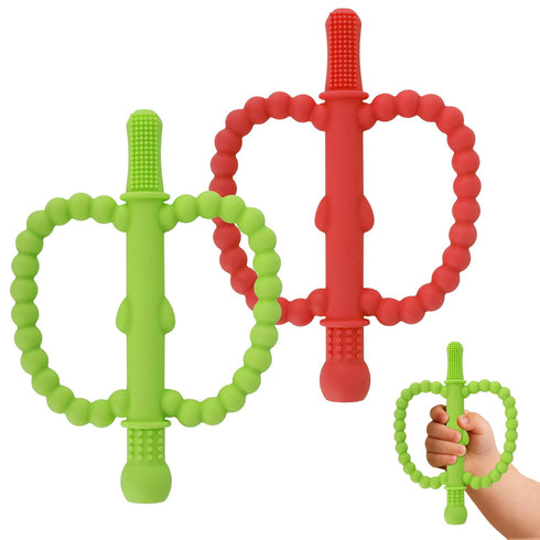 Store Fu Hollow Teether Tube 2 Pack Apple Shape Chew Straw Sensory Toy