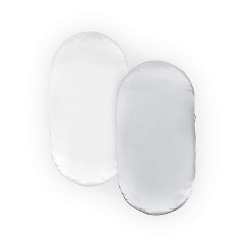 Pro Goleem Satin Bassinet Sheet - 2 Pack, Soft Silk Feeling Sheet for Cradle or Bassinet Pad, White and Gray