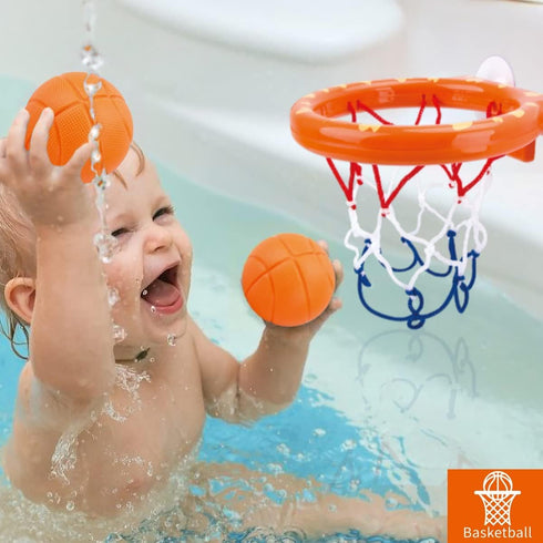 Bath Toys Playset - Fun Basketball Hoop & Balls, Bathtub Pool Shooting Game for Kids and Toddlers