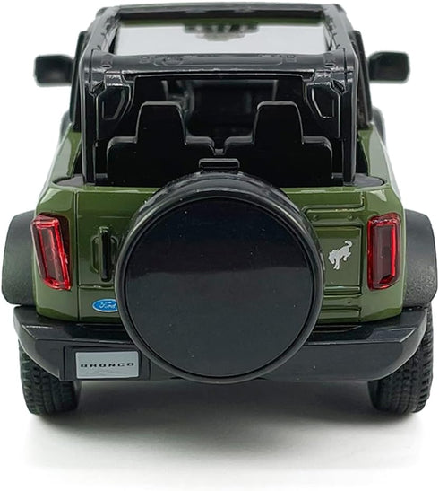 2-Door Convertible Bronco Model Car - 1/36 Scale Diecast Toy with Pull Back Doors, Black Rim