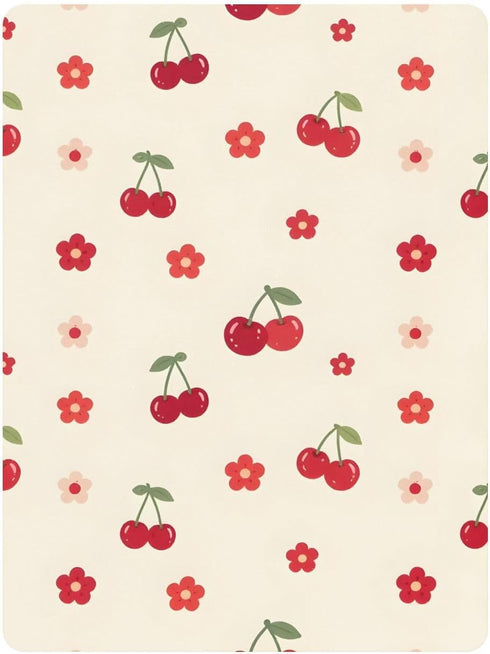 CZXW 52" 28" Cherry Floral Pattern Crib Sheets Fitted x Natural Cotton Soft & Breathable for Baby Crib Mattress