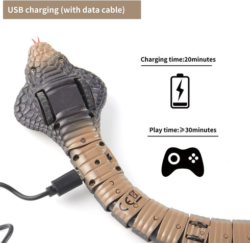6+ AMCHSURI Remote Control Snakes Realistic Rc Snake Prank Cobra Rechargeable Smart Sensing Cat Toy with Infrared