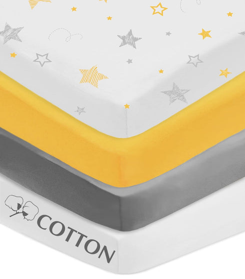 4 Pack 28" 52", 100% American Baby Company Fitted Crib Sheets x Soft Breathable Neutral Cotton Jersey Sheet