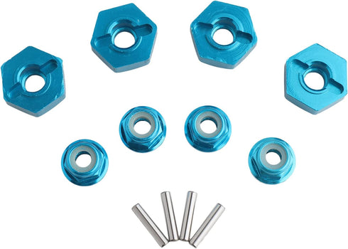 12mm Wheel Hex Hubs Drive Adapter, Flange M4 Lock Nuts Aluminum for Redcat Axial HSP RC Truck Model Car