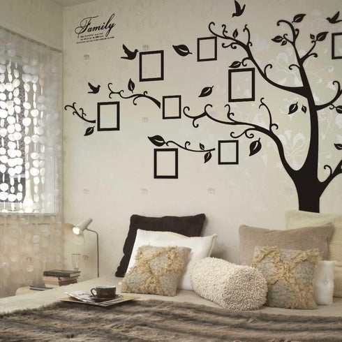 Large Family Tree Wall Decor, DIY Black Photo Frame Sticker Decal Art for Living Room Home Decor