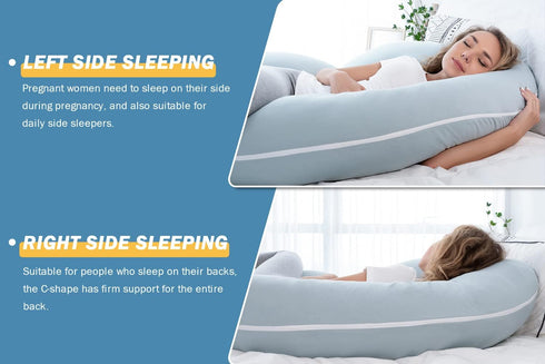 INSEN Pregnancy Pillows for Sleeping, Maternity Pillow with Cooling Cotton Cover, C Shaped for Pregnant Side