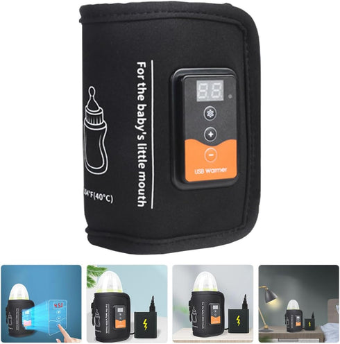 HONITANO USB Portable Bottle Warmer for Bottle Breast Milk Warm Wrap Adjustable Temperature with LCD Display Reusable