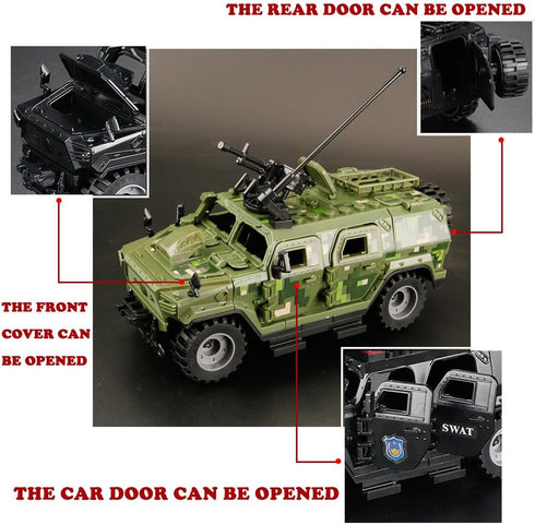 Armored Vehicle Building Block - Military Vehicle Building Toy for Age 6-12+ - 2 in 1 Styles Army Brick Truck -