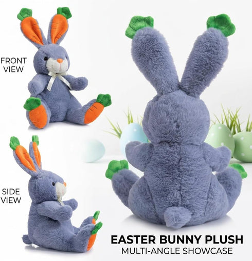 15 inch HollyHOME Bunny Stuffed Animal, Bunny Plush Toys, Cute Carrot Rabbit Easter Gift for Kids Girls Boys Navy Blue