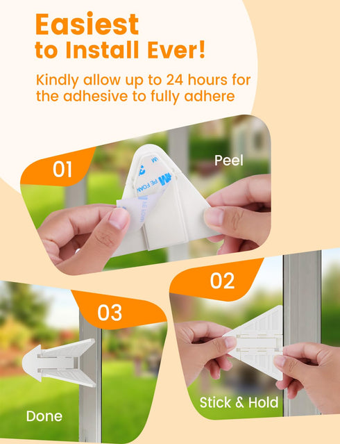 4PACK Sliding Glass Door Lock, Baby Proofing Window Door Locks Security Bar for Kids Patio Closet Doors