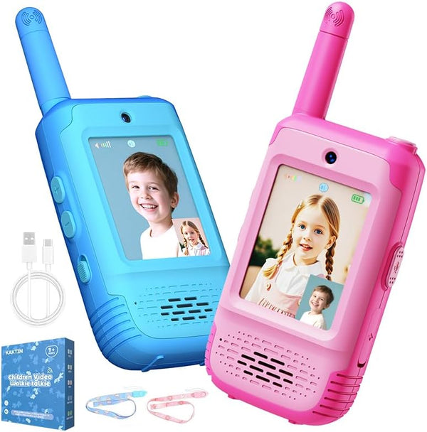 KAKTIN Video Walkie Talkies for Kids, Kids Walkie Talkies 2 Pack with 3