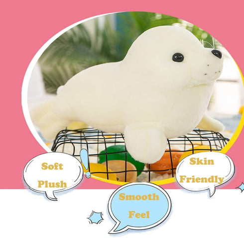 CHELEI2019 15.7" Seal Stuffed Animal - White Chubby Seal Plush Hug Pillow Toy for Kids