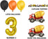 FIGEPO 3rd Construction Birthday Party Supplies for Boys with Dump Truck Theme, Includes Cake Toppers, Balloons