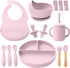 LITTLE RAWR Silicone Baby Feeding Set 14 Pcs,Baby Led Weaning Supplies, Baby