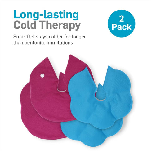 NatraCure Reusable Breast Ice Packs & Gel Cooling Pads - Nipple Ice Packs for Breastfeeding Discomfort, 2 PK