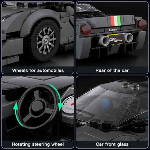 Set 8+ 358 Mould King Car Building Toys with Acrylic Display Case, Model Race Car Toy Building Blocks Kit, Collectible