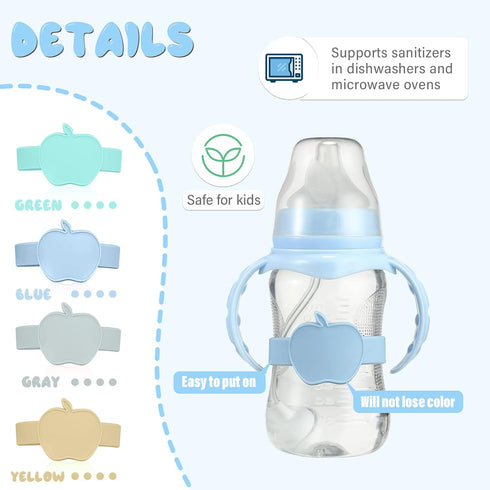 Fuutreo 16 Pcs Baby Bottle Labels for Daycare Labels Reusable Waterproof Silicone Name Bands Writable Baby Bottle Name