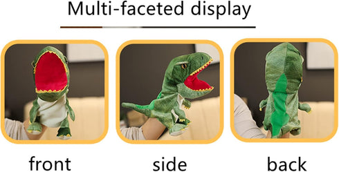 Green Dinosaur Plush Hand Puppet - 9.84inch Tyrannosaurus Plush Animal Hand Puppet, Children's Parent-Interactive Early