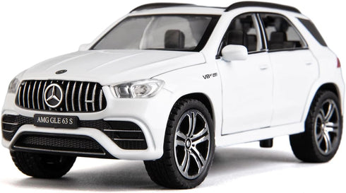 Benz GLE63S AMG Model Car 1/32 Alloy Diecast Pull Back Toy Car with Light and Sound for Boys Girls Gift (White)