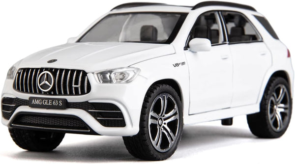 Benz GLE63S AMG Model Car 1/32 Alloy Diecast Pull Back Toy Car with Light and Sound for Boys Girls Gift (White)