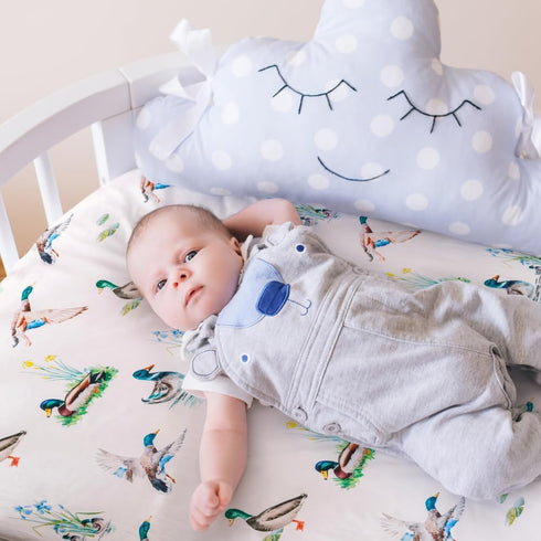 FIGEPO 4 Pack Mallard Duck Baby Bassinet Sheets Neutral Unisex Breathable Fitted Nursery Sheets for Baby Girl or Boys