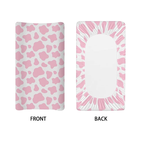 Waterproof Cow Baby Changing Pad Cover, Cozy Cradle Sheets for Infant/Toddler, Lightweight Universal Tray Table Mat