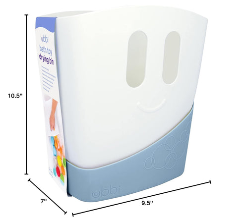 Ubbi Freestanding Bath Toy Organizer with Removable Drying Rack Bin for Toddlers, Cloudy Blue