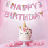 CC HOME Unicorn Happy Birthday Banner/Unicorn Party Supplies for Kids Birthday Party Decoration, Pink