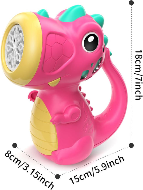 Bubble Machine Wand for Kids - Dinosaur Bubble Maker with Light & Music, Outdoor Toy for Ages 2-5, Birthday Gift