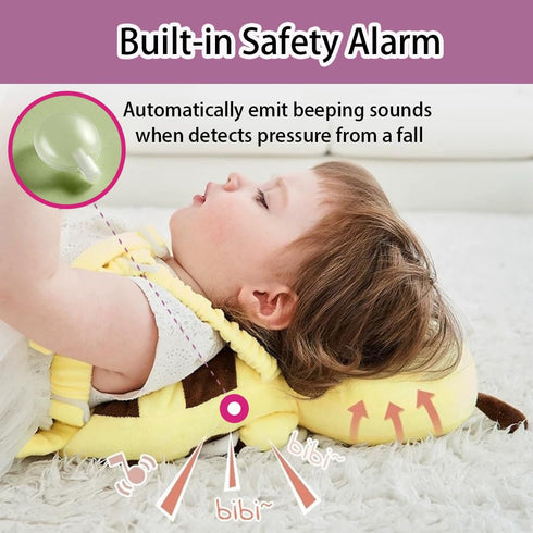 Toddler Baby Protection Backpack, Head Protector Pad Safety Cushion for Crawling Walking, Purple Bee