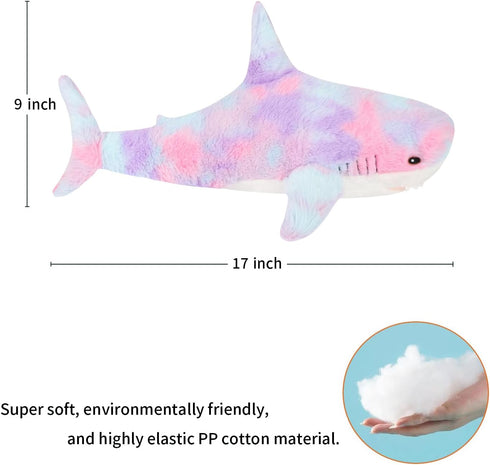 MUPI Shark Plush 17” Stuffed Animal, Large Rainbow Shark Doll