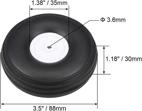uxcell Tire and Wheel Sets for RC Airplane,PU Sponge Tire with Plastic Hub,3.5" 2pcs