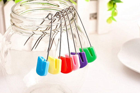 Kinteshun Baby Safety Pins, Kid Secure Clips Diaper Bib Nappy Pin with Safe Lock, 50pcs, 1.6 inches, 7 Assorted Colors