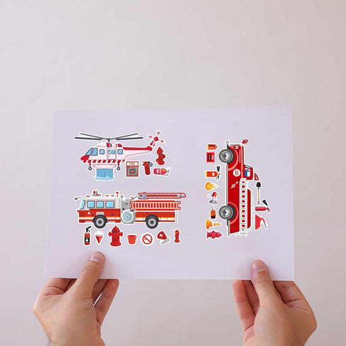 T-Antrix 24 Sheets Make Your Own Fire Truck Sticker Make A Face Stickers for Kids Toddlers DIY Craft Car Sticker Kids