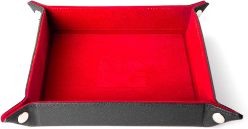 FanRoll Fold Up Velvet Dice Tray: Red with PU Leather Backing for Dungeons and Dragons