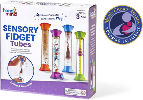 hand2mind Sensory Fidget Tubes, Calming Toys for Kids, Occupational Therapy Stress Relief Toy Set of 4