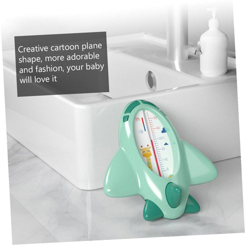 HAMPPLIES Bath Thermometer Cartoon Plane Shape Safe Water Temperature Measuring Tool Portable Green for Tub and Bath